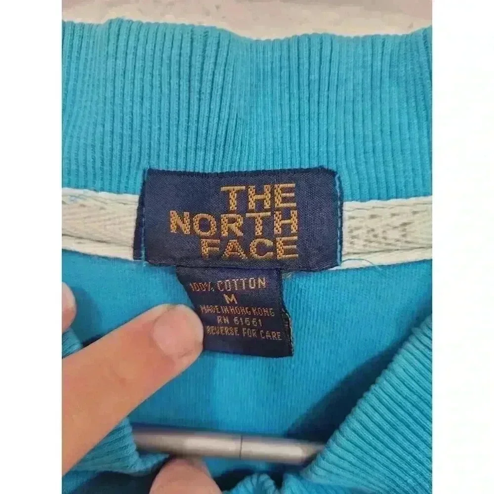 Vintage North Face‎ Sweatshirt M Blue with snap buttons #2 - Picture 3 of 3